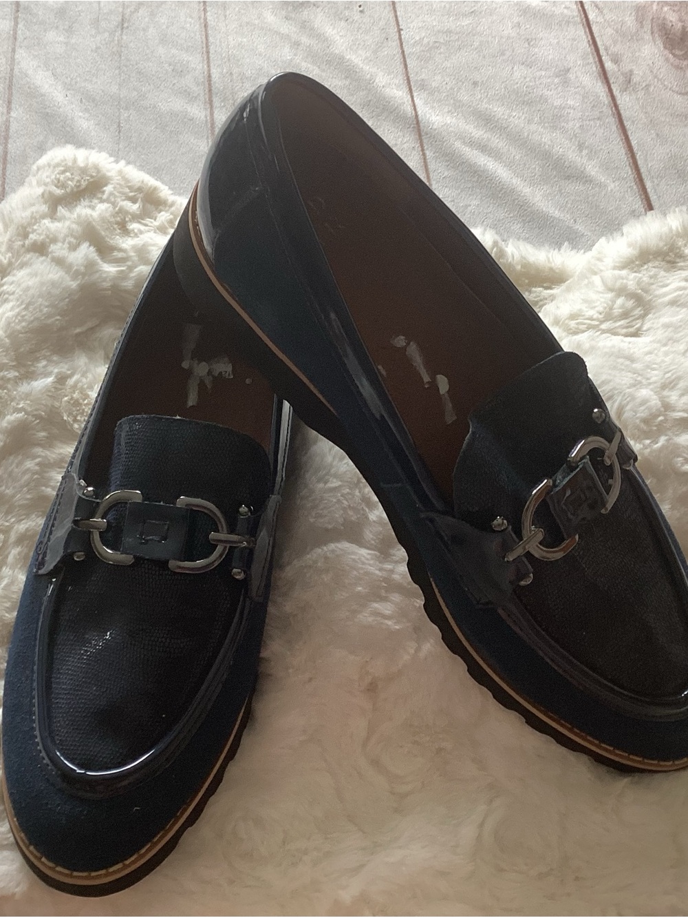 Donald J. Pliner Black Loafers with Silver Hardware